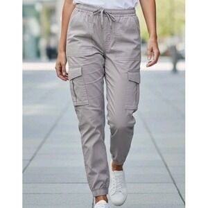 YMI Mid-Rise All Day Cargo Pants Tan Size Lg Excellent Condition